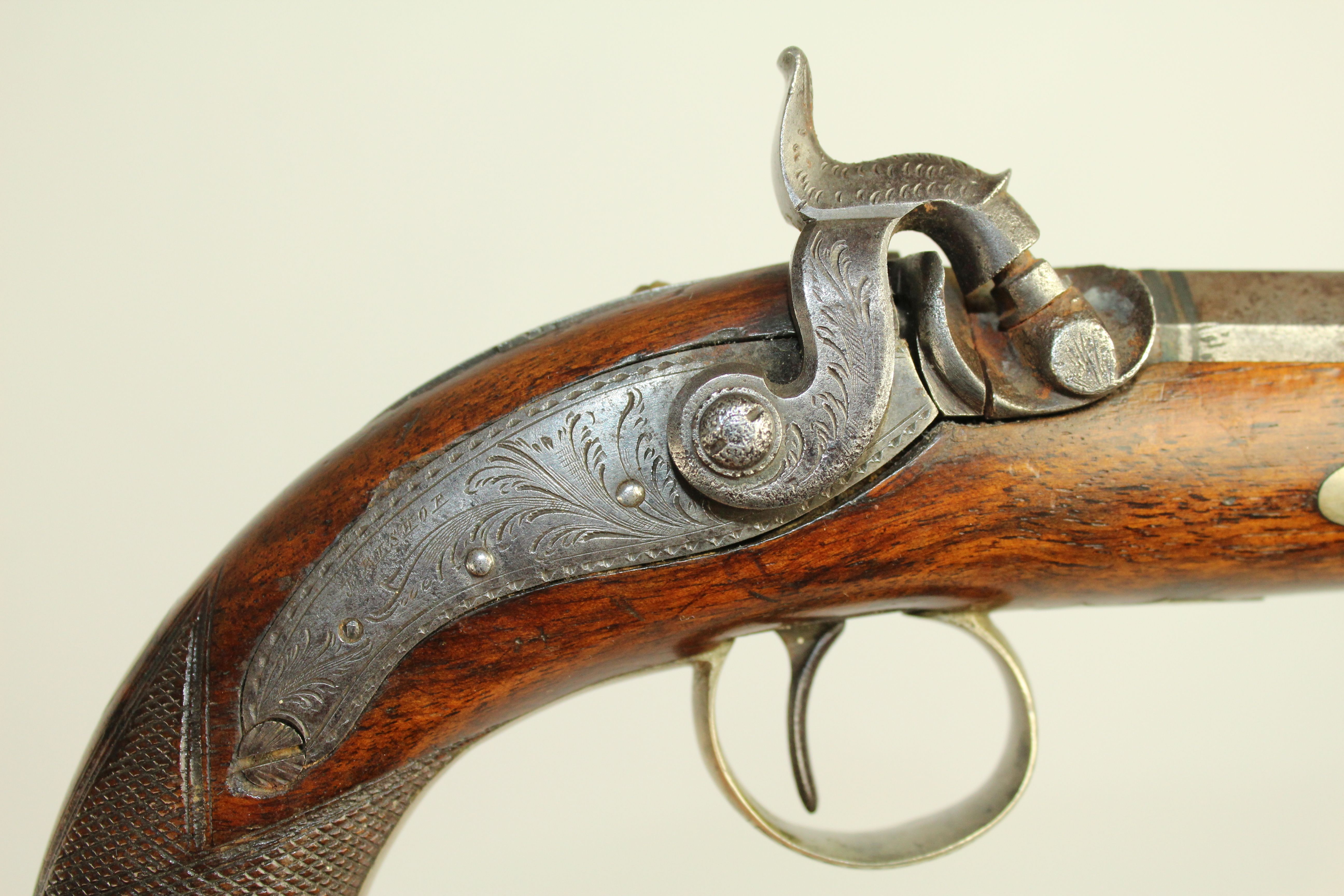 English British Percussion Pistol J. Antique 002 Ancestry Guns