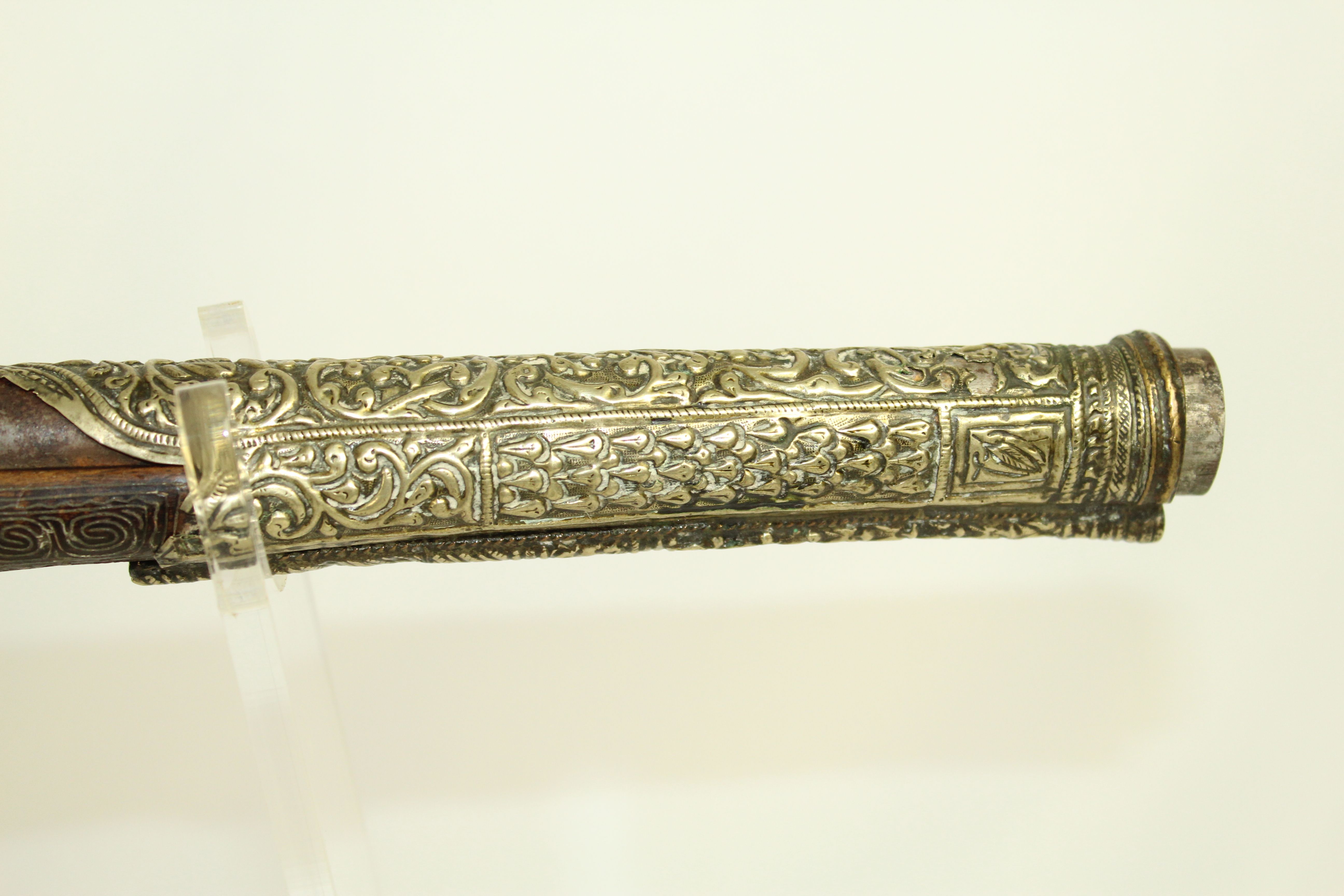 Ottoman Turkish Flintlock Pistol Ornate Engraved Antique Firearm 006