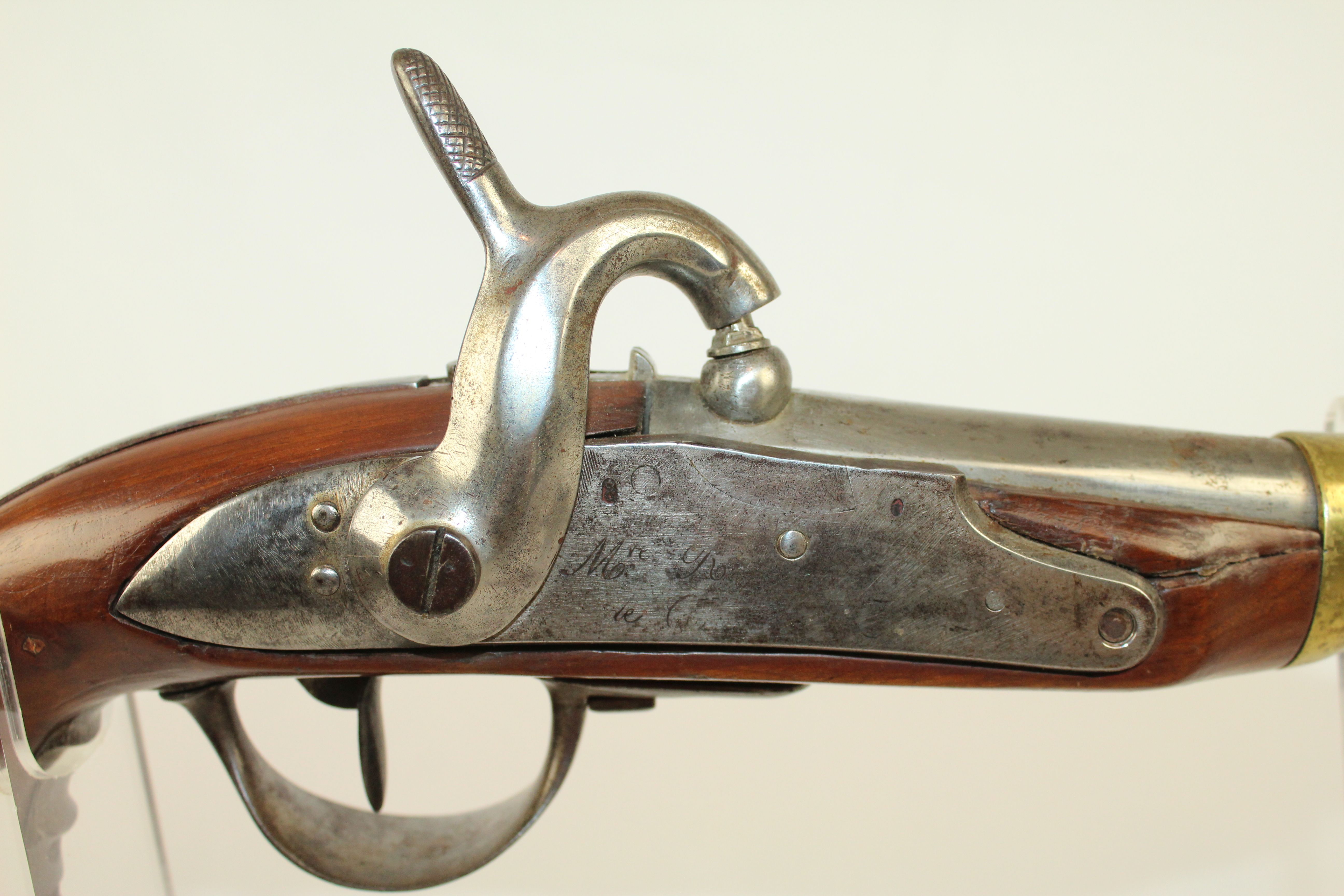 French 1822 Flintlock Conversion Percussion Pistol Antique Firearm 001