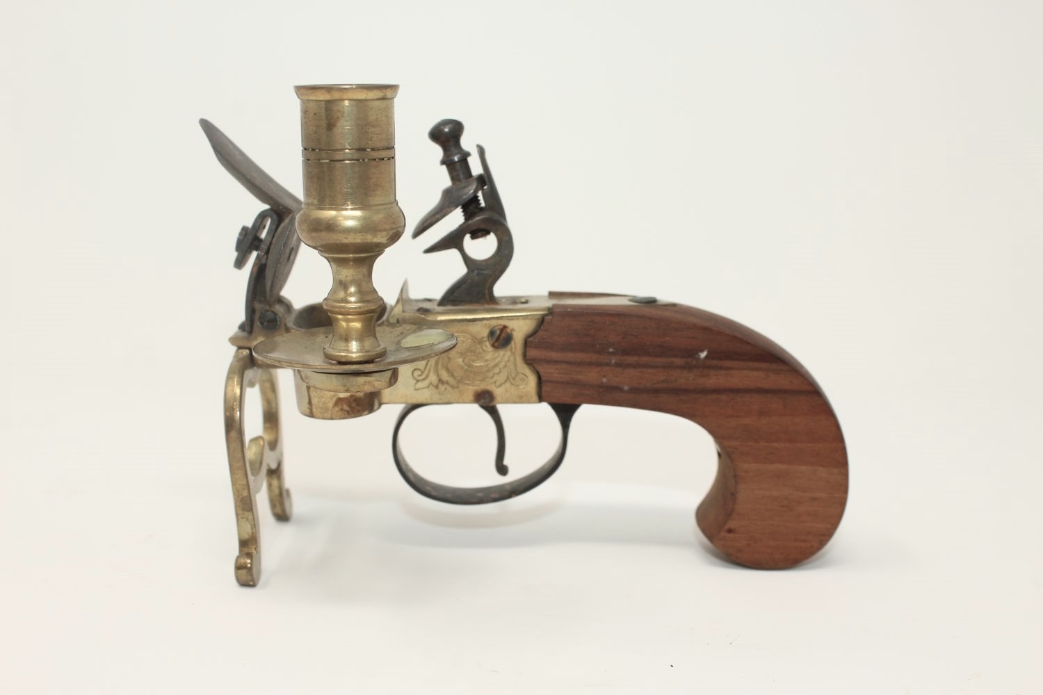 Reproduction Flintlock Tinder LIghter with Candle Holder C&R Antique003