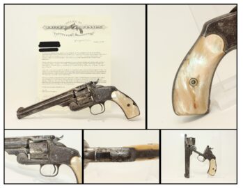 LETTERED, ENGRAVED S&W New Model No. 3 .44 RUSSIAN Revolver Sent to Hartley & Graham, Engraved w Pearl Grips!