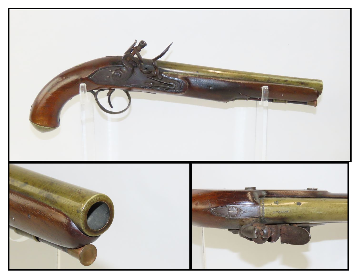 54 Cal. BRITISH Antique PHILLIPS of LONDON Flintlock NAVAL/MILITARY Pistol  Circa 1813 BRASS BARRELED Pistol!