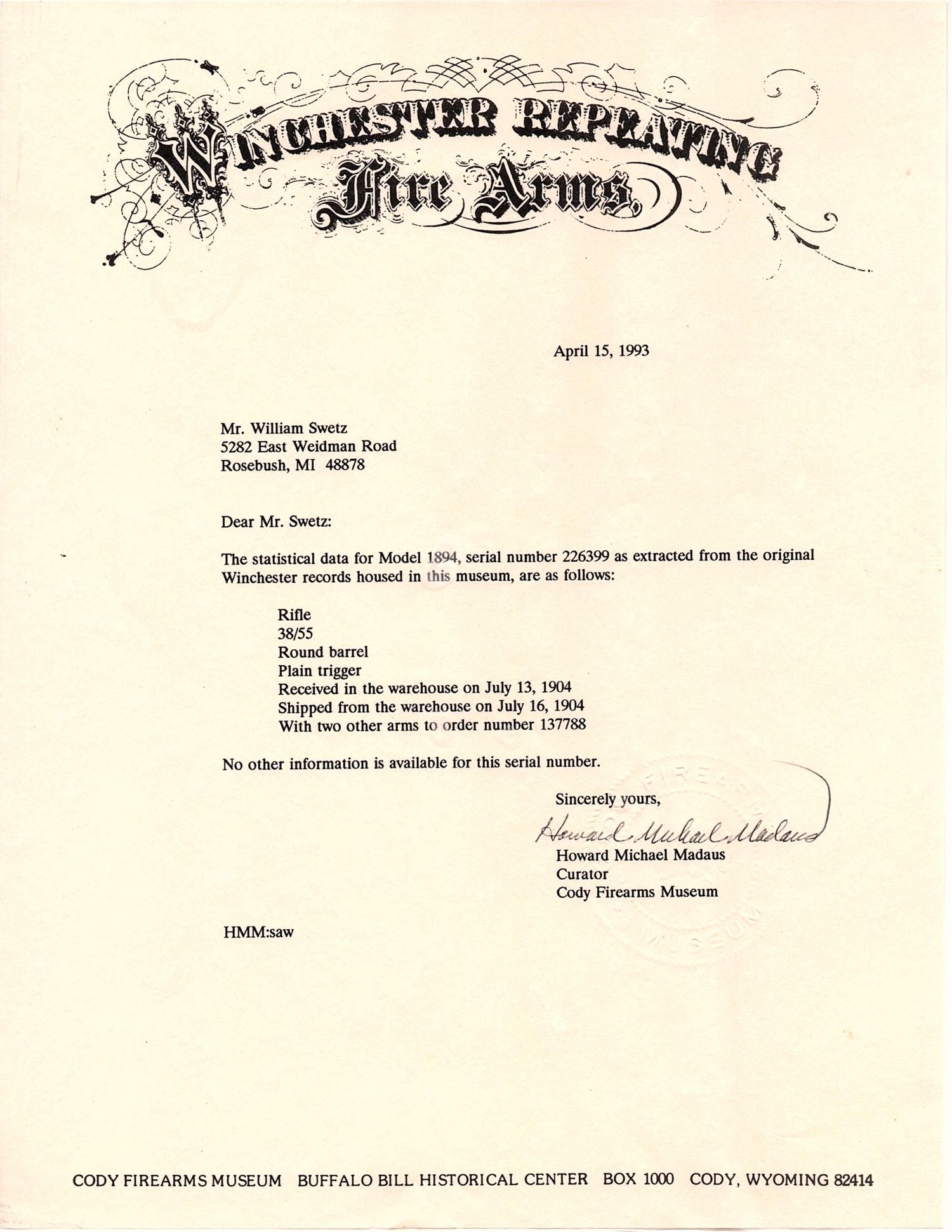 Winchester Model 1894 Rifle with Factory Letter 5.27.21 C&R Antique 002