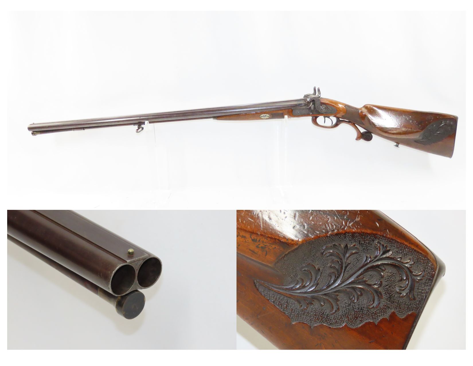 Engraved and Relief Carved Rieger of Munich Double Barrel Shotgun 8.30.
