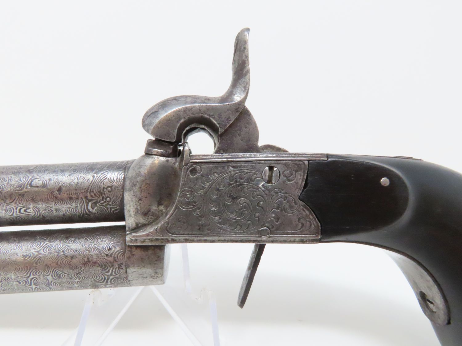 Engraved Belgian Over Under Percussion Pistol 3.16 C&R Antique003 ...