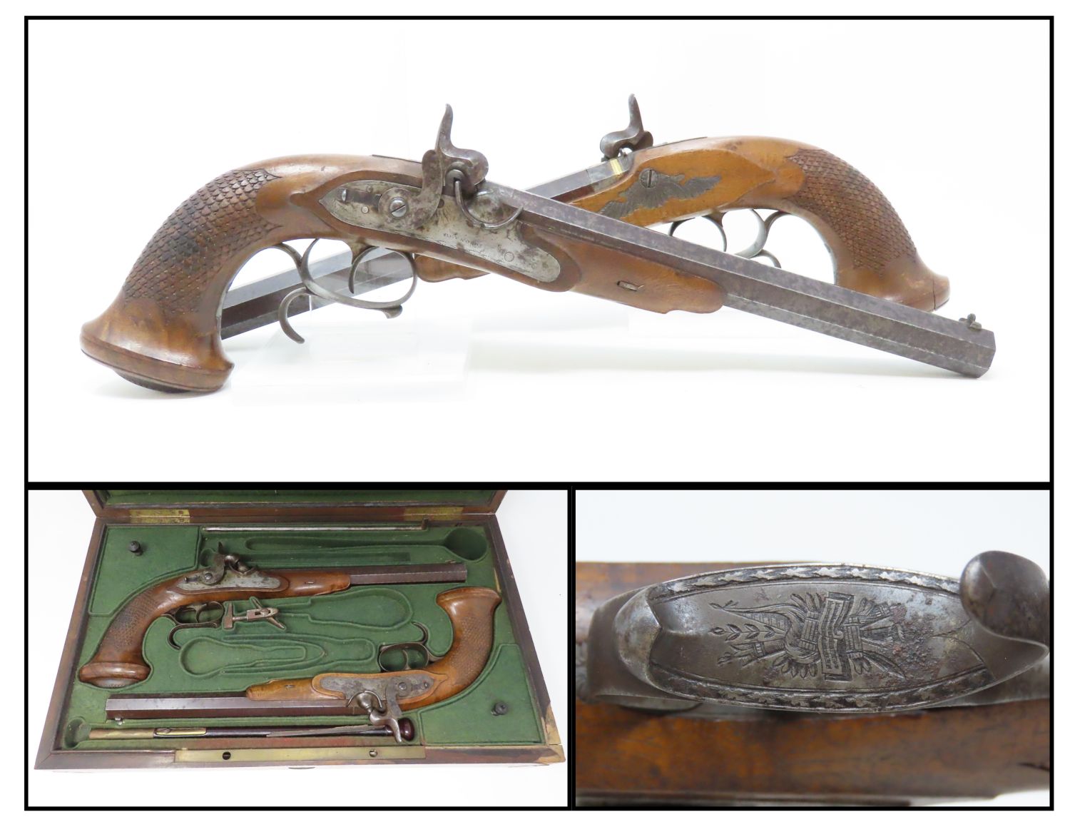 Cased Set of English Flintlock Officer's/Dueling Pistols by