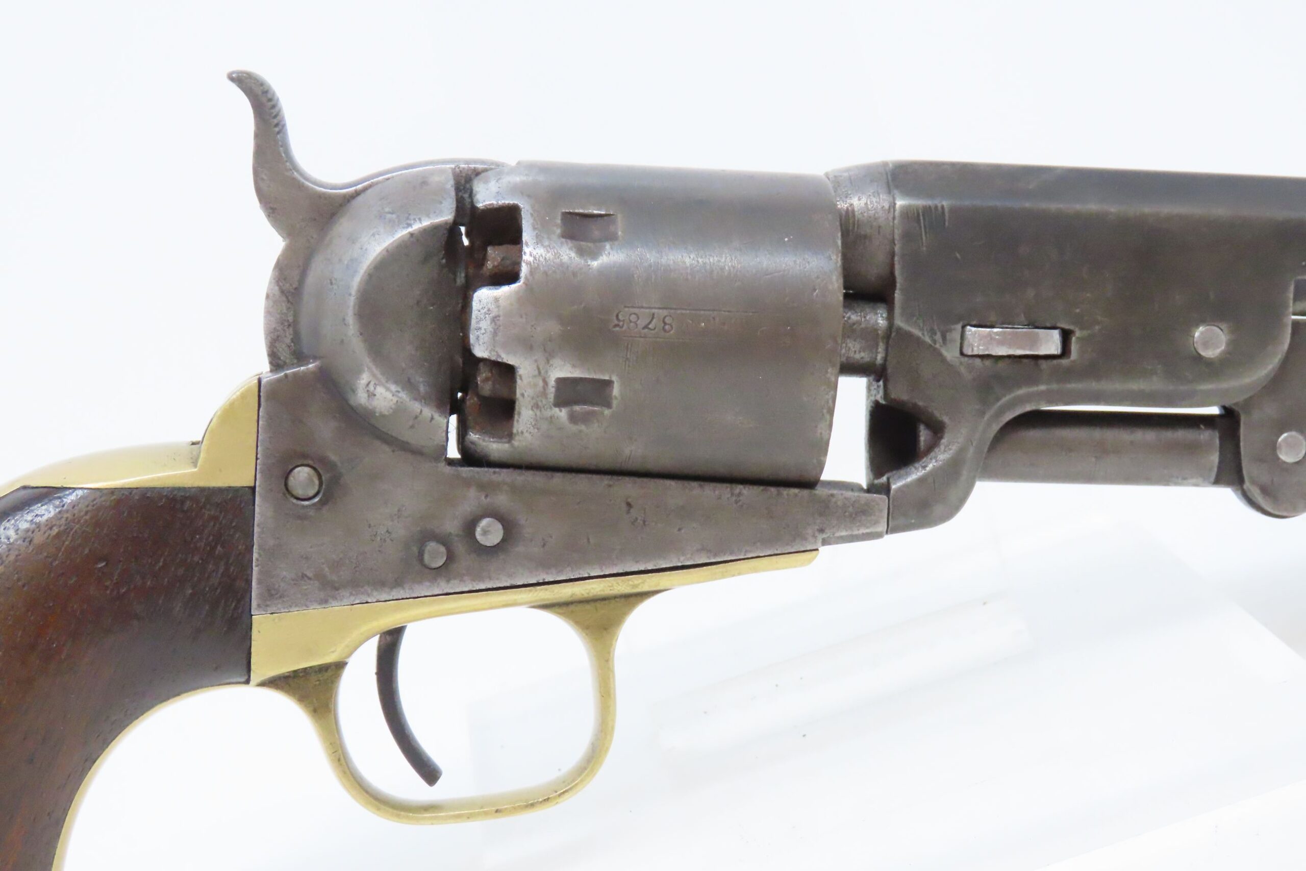 Colt Mod. 1851 Navy,engraved,silver plating,cased,postwar,cal..36,no.  16337. Matching numbers. Octagonal barrel,bright bore,length 7-1/2. Six  shots. Manufactured in 1975. Firm address on barrel,on frame marked Colts  Patent. On cylinder roll