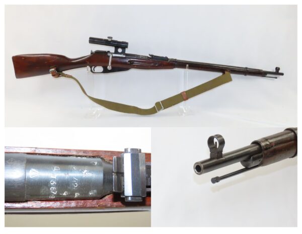 Nice WORLD WAR II Soviet IZHEVSK Model 91/30 Mosin-Nagant SNIPER C&R Rifle  Soviet Russia SNIPER RIFLE with SCOPE & SLING