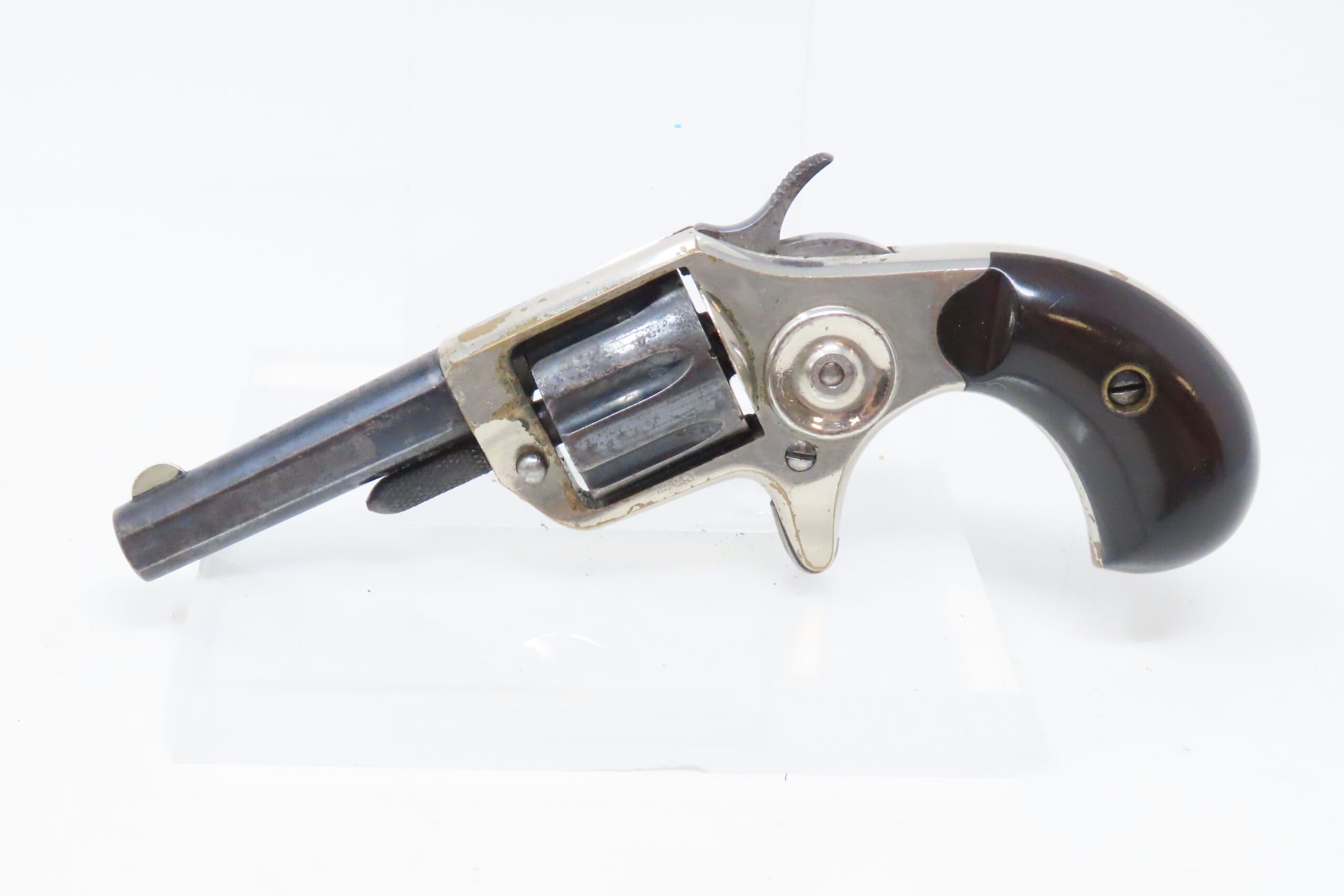 1876 VICTORIAN LONDON .22 Short 7-Shot Revolver COLT New Line CASED Antique Fine Blued & Nickel Rosewood in Oaken & Brass Case - Image 7