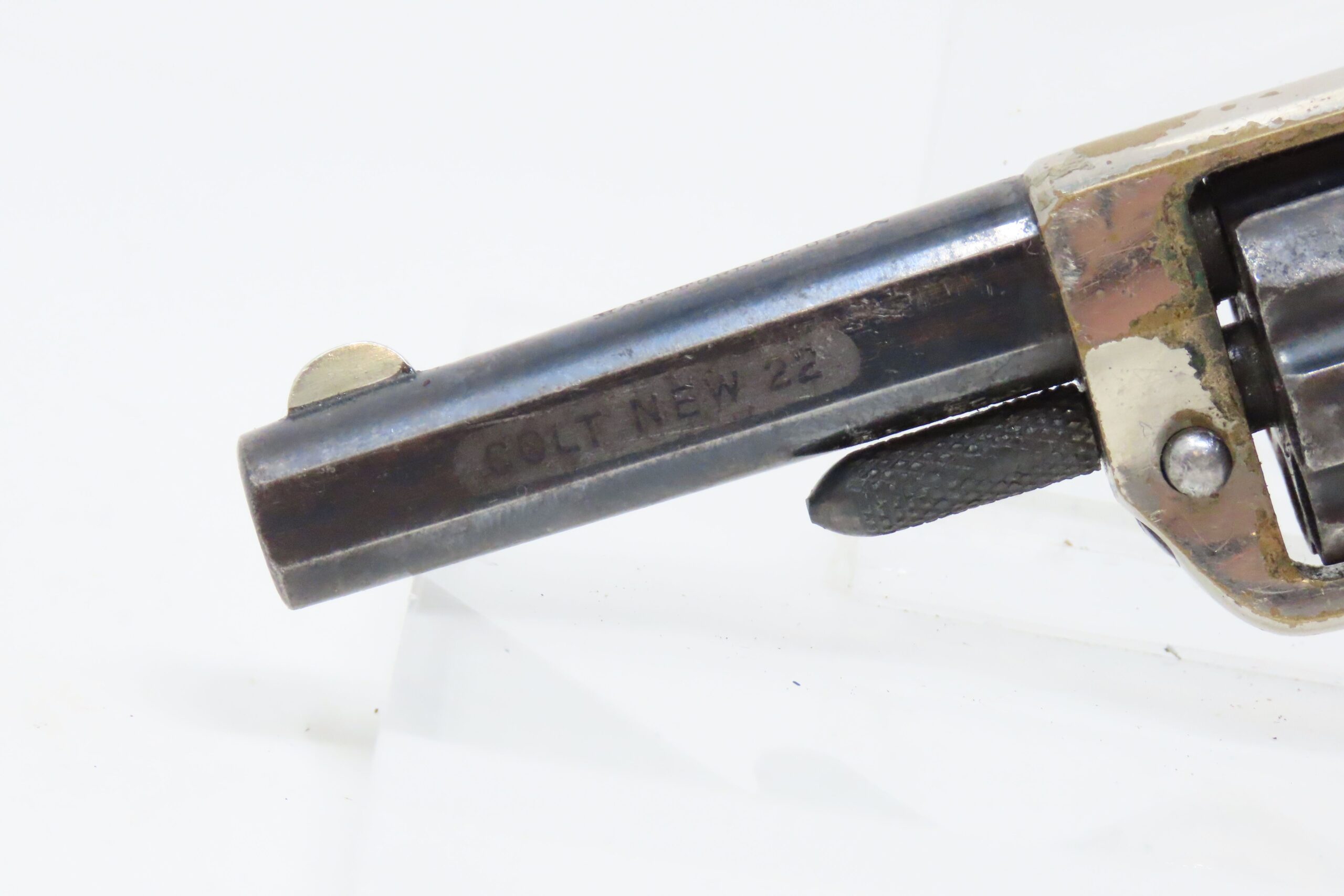 1876 VICTORIAN LONDON .22 Short 7-Shot Revolver COLT New Line CASED Antique Fine Blued & Nickel Rosewood in Oaken & Brass Case - Image 10