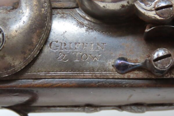 REVOLUTIONARY WAR Era ENGRAVED Rare Antique GRIFFIN & TOW Flintlock Pistol  250 Year Old ENGRAVED & CARVED Flintlock MANSTOPPER - Image 7