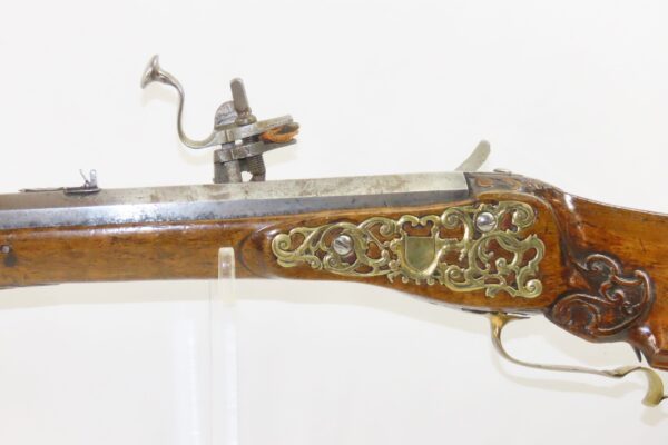 Antique GERMANIC WHEELLOCK RIFLE with SERPENTINE ENGRAVING .54 Caliber 1700s Fascinating European 17th / 18th Century Weapon - Image 16