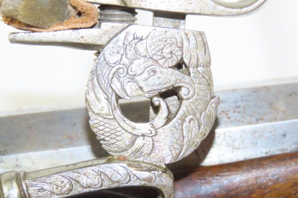Antique GERMANIC WHEELLOCK RIFLE with SERPENTINE ENGRAVING .54 Caliber 1700s Fascinating European 17th / 18th Century Weapon - Image 7