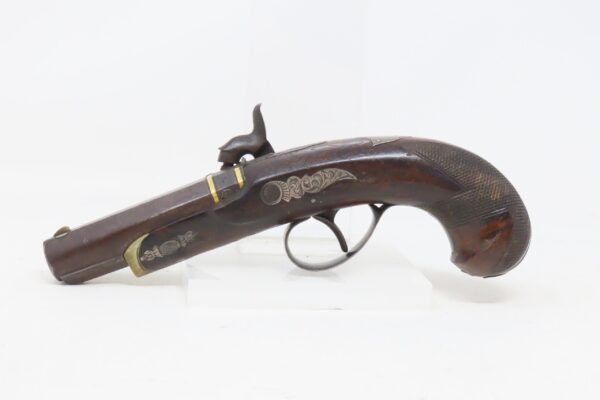 GOLD Banded & SILVER Mounted Antique DERINGER Perc. Pistol KILLED LINCOLN   Henry Deringer’s Famous 1850s Pocket Pistol - Image 17