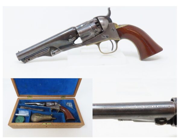 FINE Cased CIVIL WAR Era Antique COLT M1862 .36 Percussion POLICE Revolver  Mid-Civil War 1863 PRODUCTION with ACCESSORIES