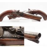 ENGRAVED British PAIR of I. SPENCER Antique Belt FLINTLOCK Pistols   Early-1800s Self Defense Flintlock Pistols