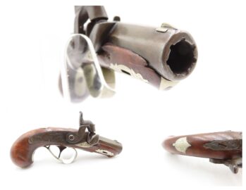 GERMAN SILVER Antique C. CURRY Agent DERINGER .44 Percussion POCKET Pistol  Infamous POCKET Pistol that Assassinated LINCOLN