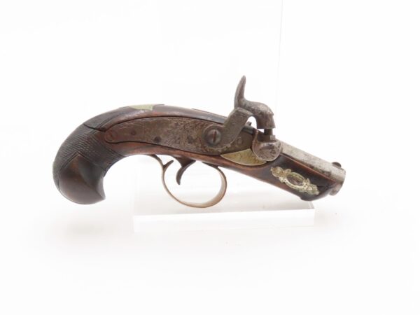 ENGRAVED & SILVER Mounted Antique DERINGER Percussion Pistol KILLED LINCOLN Henry Deringer’s Famous Pocket Pistol GERMAN SILVER - Image 3