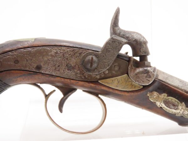 ENGRAVED & SILVER Mounted Antique DERINGER Percussion Pistol KILLED LINCOLN Henry Deringer’s Famous Pocket Pistol GERMAN SILVER - Image 5