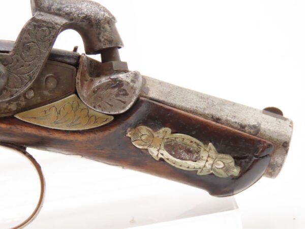 ENGRAVED & SILVER Mounted Antique DERINGER Percussion Pistol KILLED LINCOLN Henry Deringer’s Famous Pocket Pistol GERMAN SILVER - Image 6