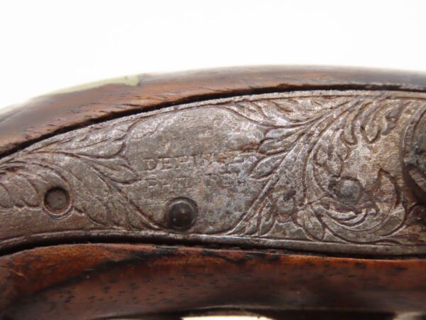 ENGRAVED & SILVER Mounted Antique DERINGER Percussion Pistol KILLED LINCOLN Henry Deringer’s Famous Pocket Pistol GERMAN SILVER - Image 8