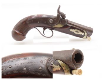 Very Scarce ENGRAVED Antique GILLESPIE Percussion DERRINGER Pistol NEW YORK CALIFORNIA GOLD RUSH Era RIVERBOAT GAMBLER’s Gun