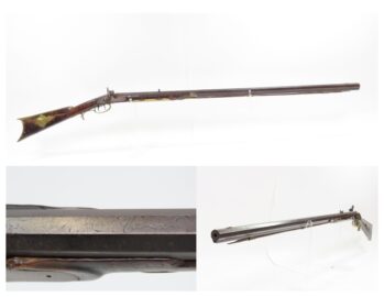 INSCRIBED 1860s ATHENS, OHIO Antique ALANSEN COOLEY LONG RIFLE .32 Caliber Maple Stock, Brass Patchbox, Double Set Triggers