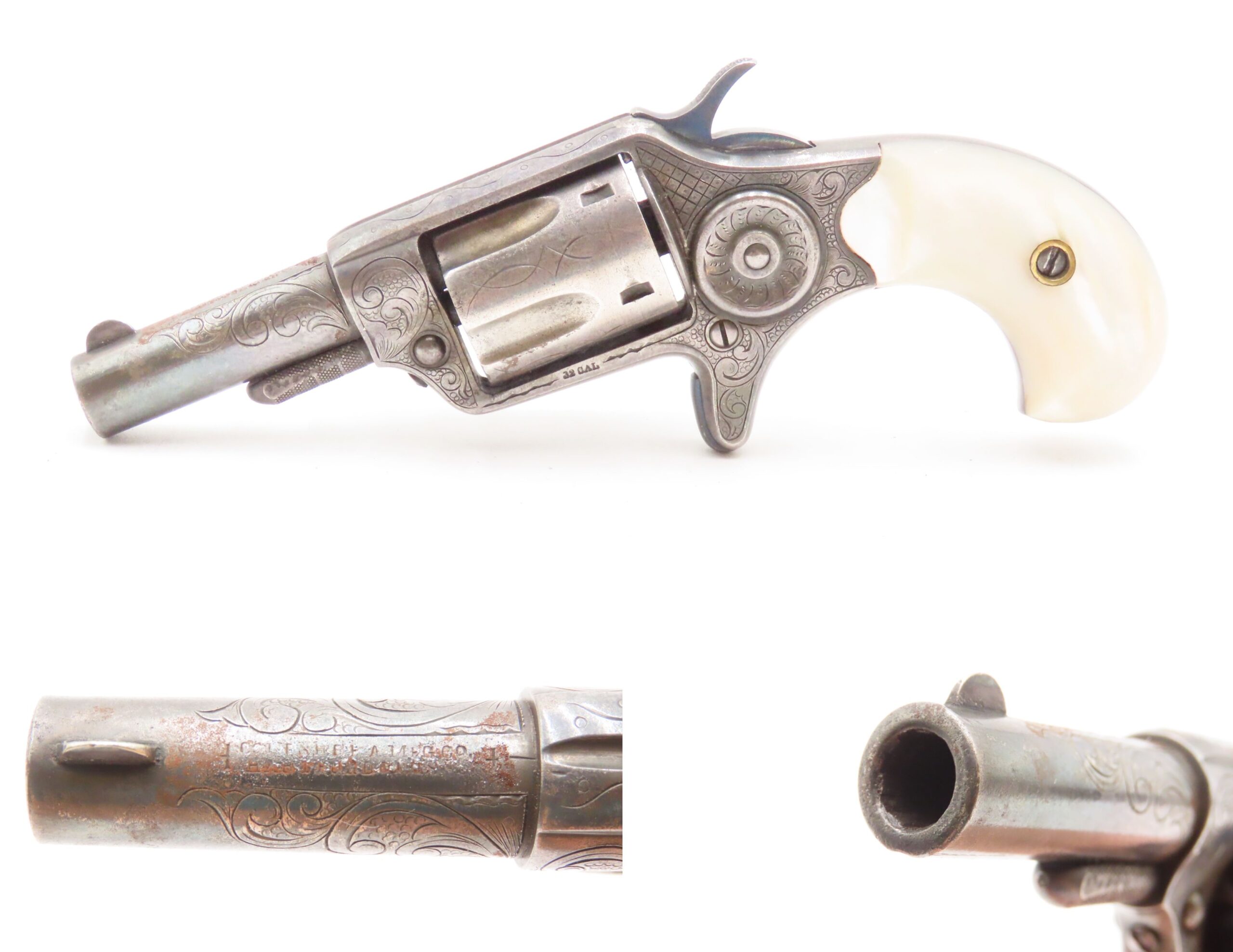 リール colt ENGRAVED, SILVER PLATED Antique COLT NEW LINE .32 RF Revolver