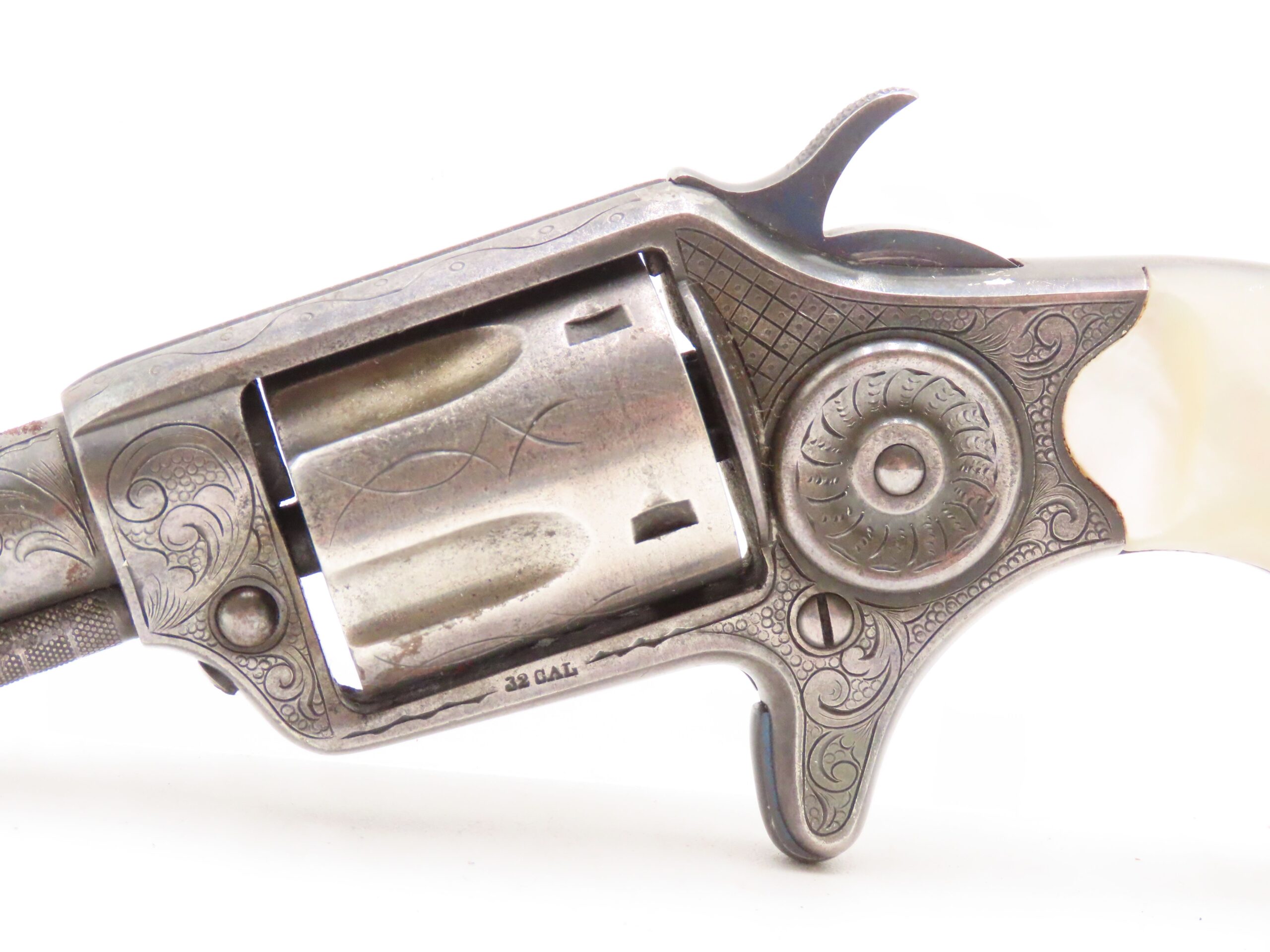 ENGRAVED, SILVER PLATED Antique COLT NEW LINE .32 RF Revolver PEARL GRIP 1874 Mfr. “GILDED AGE” Sidearm - Image 5