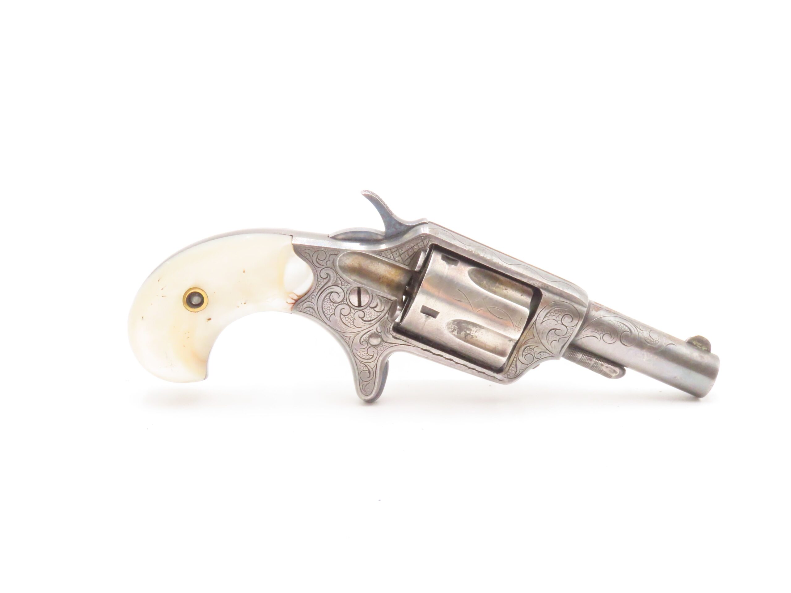 ENGRAVED, SILVER PLATED Antique COLT NEW LINE .32 RF Revolver PEARL GRIP 1874 Mfr. “GILDED AGE” Sidearm - Image 15