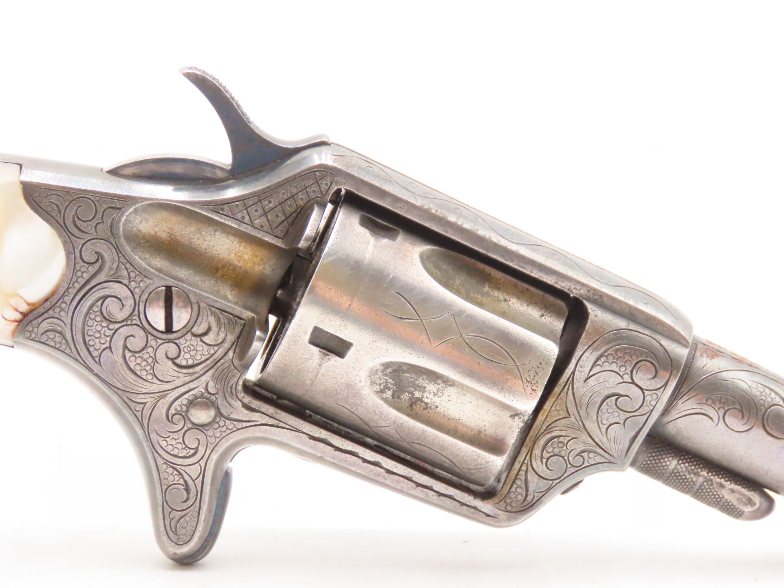 ENGRAVED, SILVER PLATED Antique COLT NEW LINE .32 RF Revolver