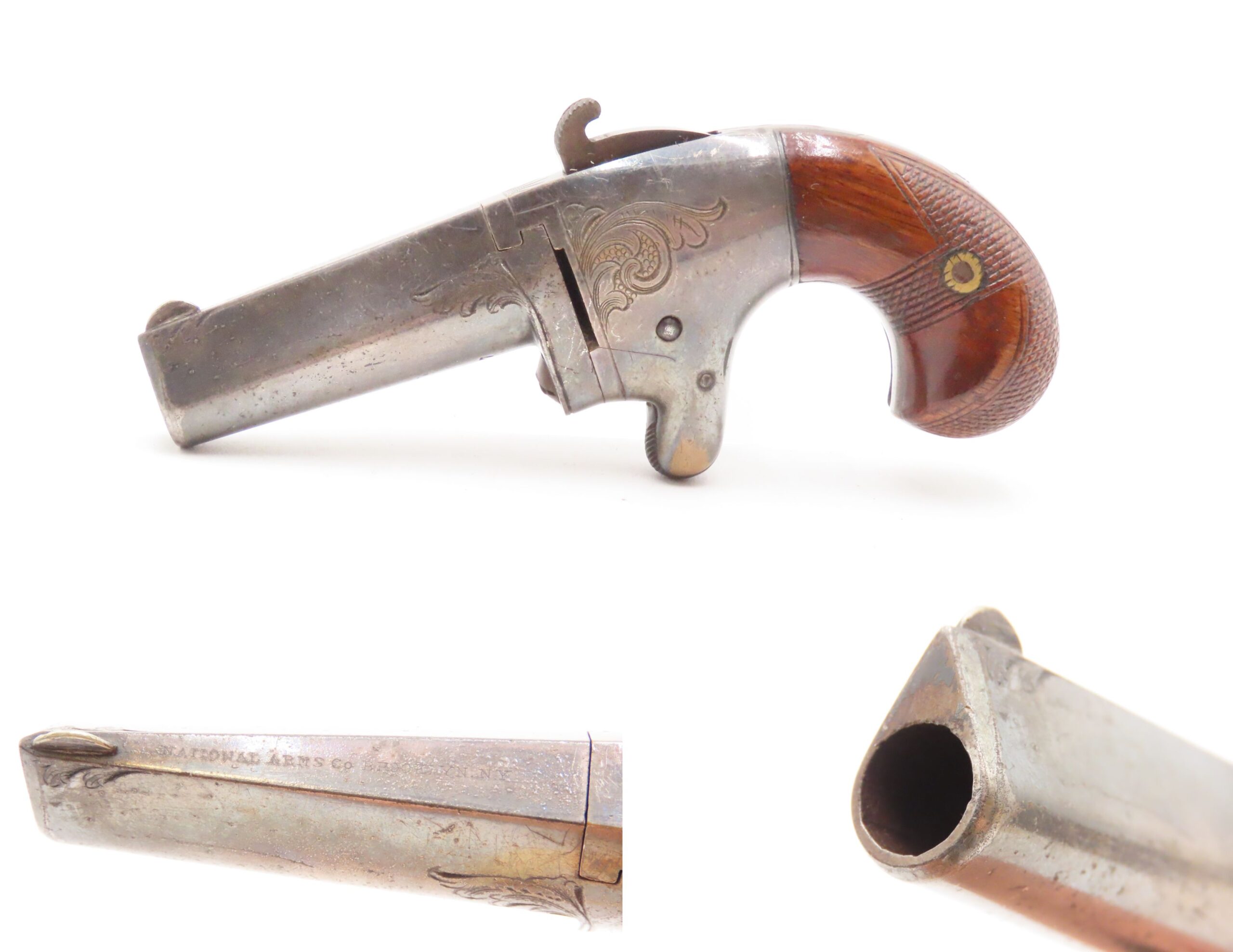 RARE Antique NATIONAL ARMS No. 2 .41 RF Derringer Post-CIVIL WAR WILD WEST Nicely Engraved SWIVEL BARREL Pre-Colt Pistol