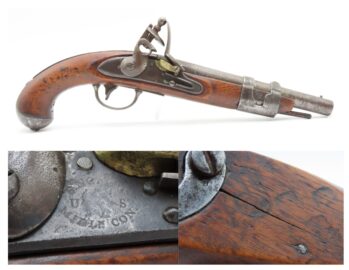 Antique ASA WATERS U.S. M1836 .54 Smoothbore FLINTLOCK Pistol w/CARTOUCHES STANDARD ISSUE of the MEXICAN-AMERICAN WAR!