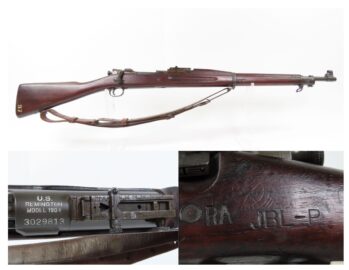 WORLD WAR II U.S. Remington M1903 BOLT ACTION .30-06 C&R Rifle w/SLING WWII Early 1942 mfg. with “RA/FLAMING BOMB/12-41” Barrel