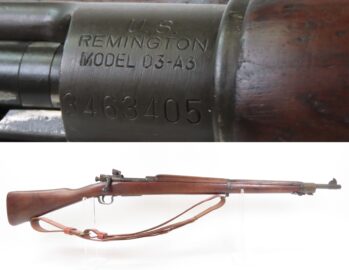 WORLD WAR II U.S. Remington M1903A3 Bolt Action C&R .30-06 Rifle with SLING Made in 1943 “R.A. / FLAMING BOMB / 2-43” Barrel