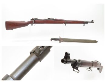 WORLD WAR II U.S. Remington M1903 BOLT ACTION .30-06 C&R Rifle w/BAYONET WWII Rifle 1942 mfg. “RA/4-42 FLAMING BOMB” Barrel