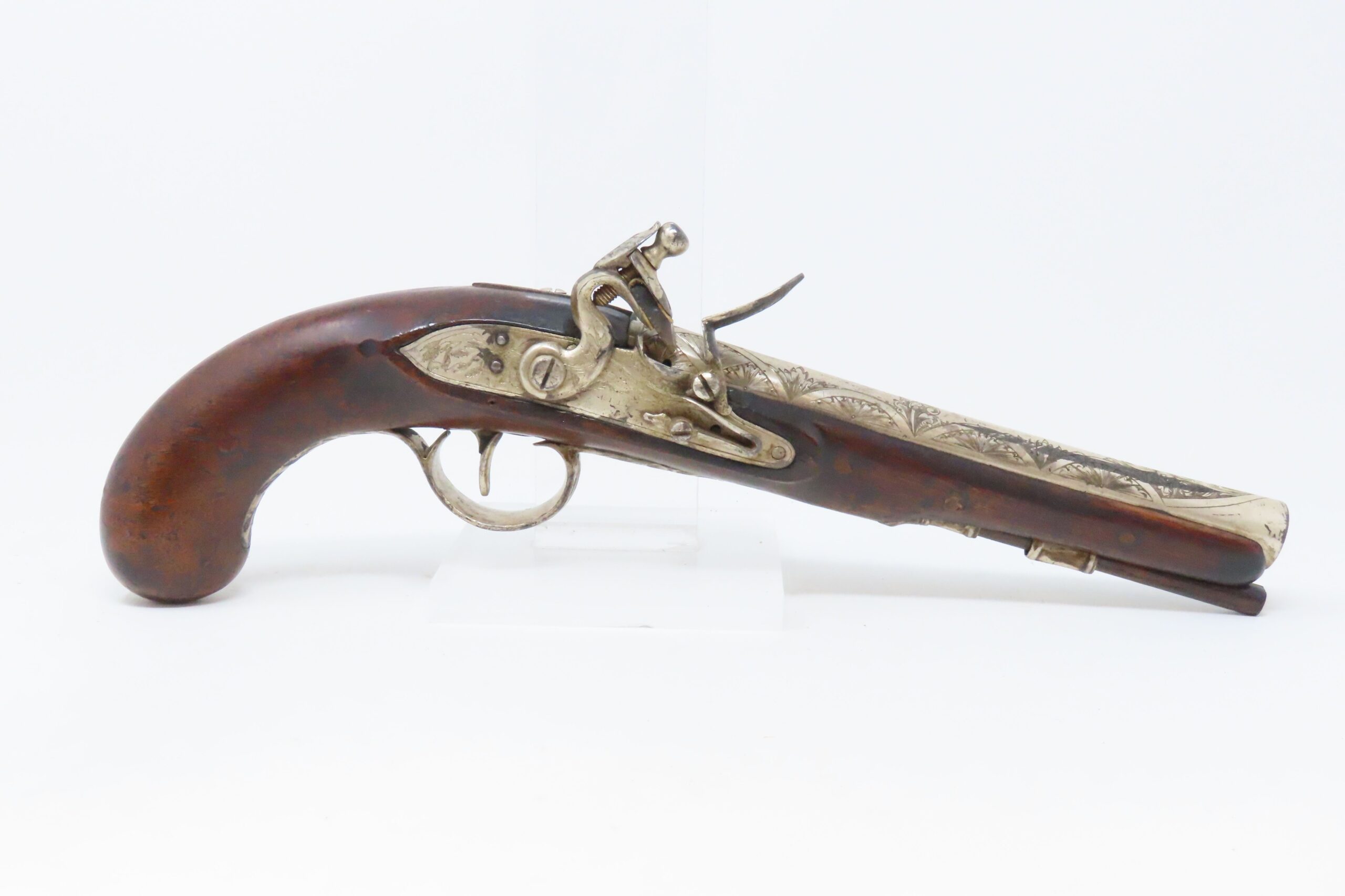 RULE BRITANNIA! ADMIRAL HOWE British FLINTLOCK Pistol by ELLIS .62 Antique Ornately Engraved London Sidearm Late-18th Century - Image 3