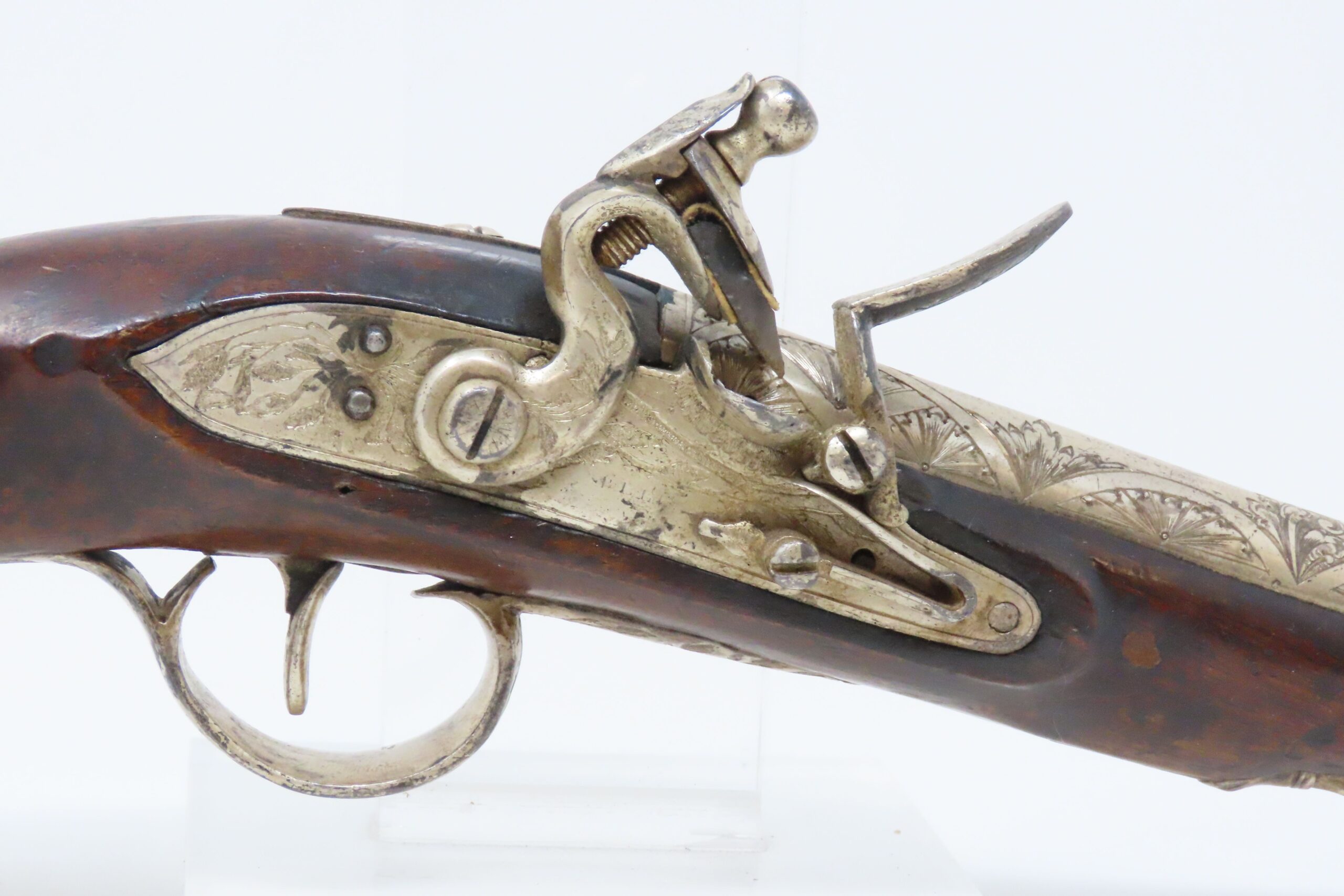 RULE BRITANNIA! ADMIRAL HOWE British FLINTLOCK Pistol by ELLIS .62 Antique Ornately Engraved London Sidearm Late-18th Century - Image 5