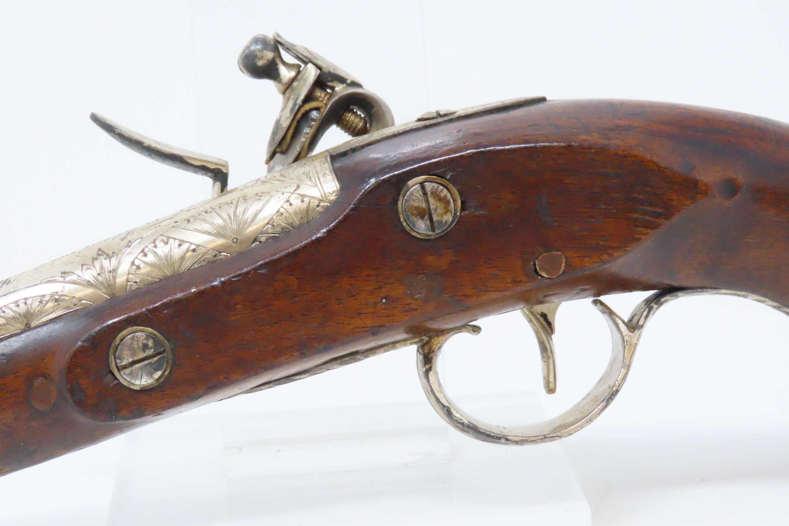 RULE BRITANNIA! ADMIRAL HOWE British FLINTLOCK Pistol by ELLIS .62 Antique Ornately Engraved London Sidearm Late-18th Century - Image 17