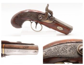 Scarce GOLD BANDED Antique C. SUTER Copyist DERRINGER Percussion Pistol SELMA, ALABAMA Period Copy Henry Deringer’s Pistol