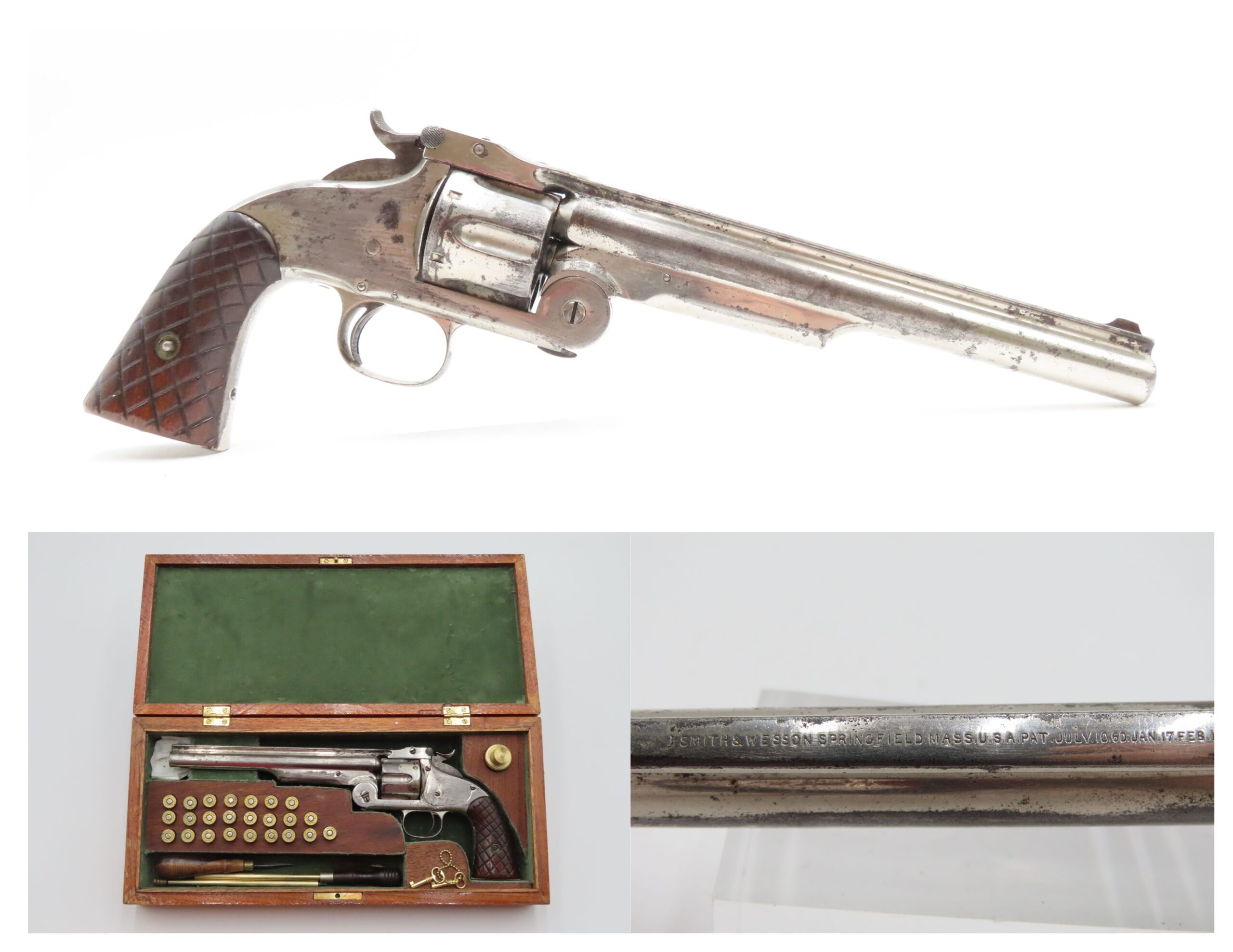 CASED Antique SMITH & WESSON No. 3 RUSSIAN 1st Model SINGLE ACTION