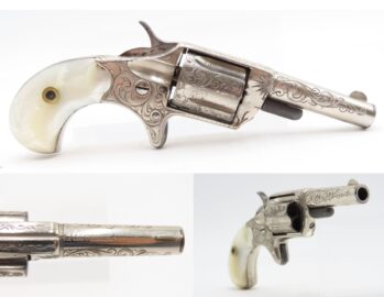 ENGRAVED Antique COLT “NEW LINE” .30 RF Pocket Revolver PEARL GRIPS WILD WEST/FRONTIER Hideout ETCHED PANEL Revolver