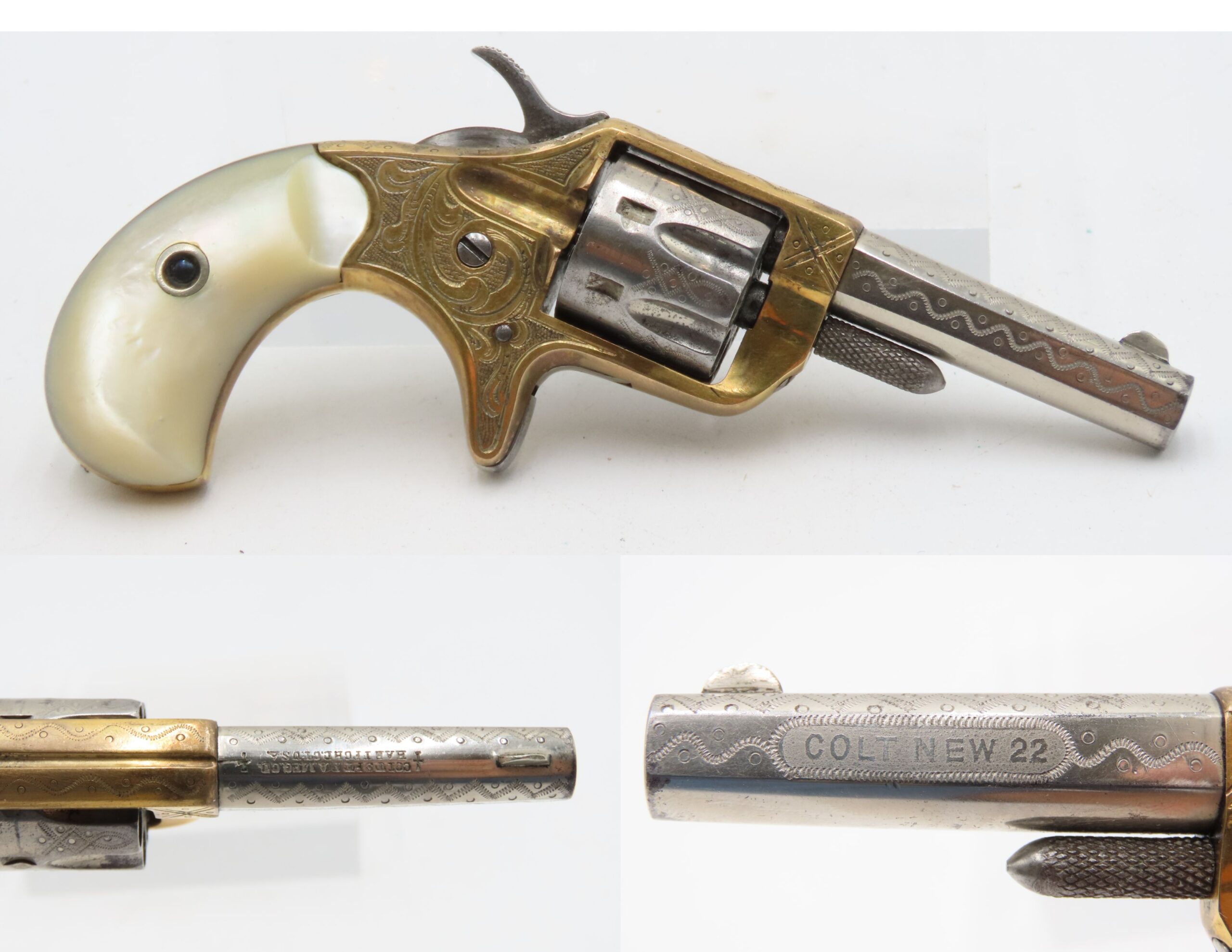 1876 FACTORY ENGRAVED Antique COLT “NEW LINE” .22 RF Revolver w