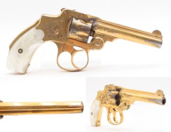 GOLD PLATED & Engraved SMITH & WESSON .32 Safety Hammerless DA Revolver C&R PEARL GRIPS “New Departure” 6-Shot LEMMON SQUEEZER