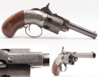ENGRAVED Antique SPRINGFIELD ARMS Percussion WARNER PATENT Pocket Revolver Late 1850s CIVIL WAR Era Self Defense Weapon