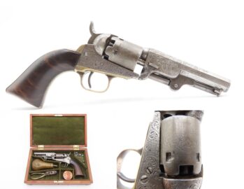 CASED 1852 GUSTAVE YOUNG Era Factory Engraved COLT M1849 Revolver CIVIL WAR Antique .31 PERCUSSION Pocket Revolver ACCESSORIES