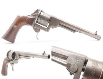 Rare ENGRAVED Antique LORON BREVETE Double Action PINFIRE 9mm Revolver As USED BY THE SOUTH During the American Civil War