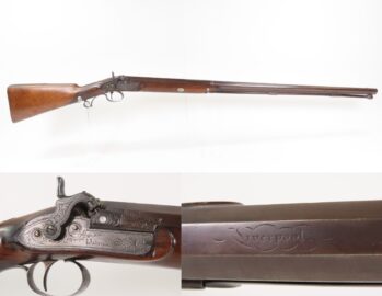 ENGRAVED English Antique ANN PATRICK 12 g. Percussion Single Barrel FOWLER  Early/Mid-1800s Large Bore w/PLATINUM INLAID BANDS
