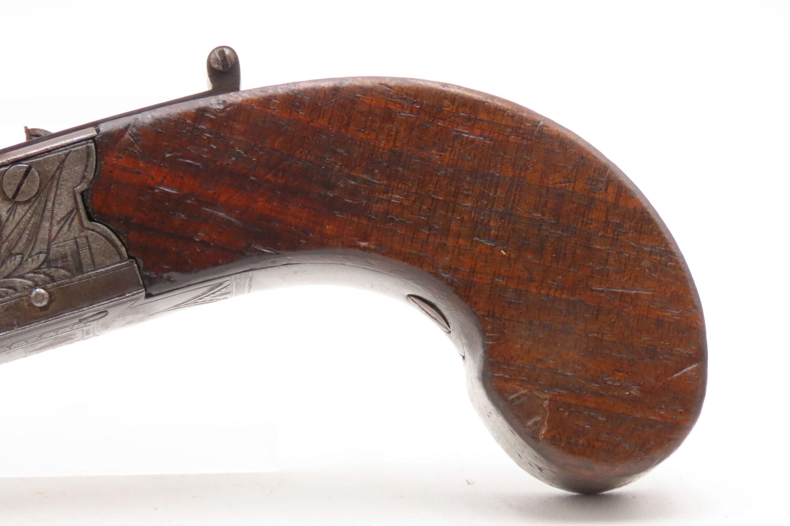 Engraved CASED BRACE of British BANNER Antique Boxlock FLINTLOCK Pistols With WOODEN CASE, TWO FLINTS, & PICK/SCREWDRIVER - Image 21