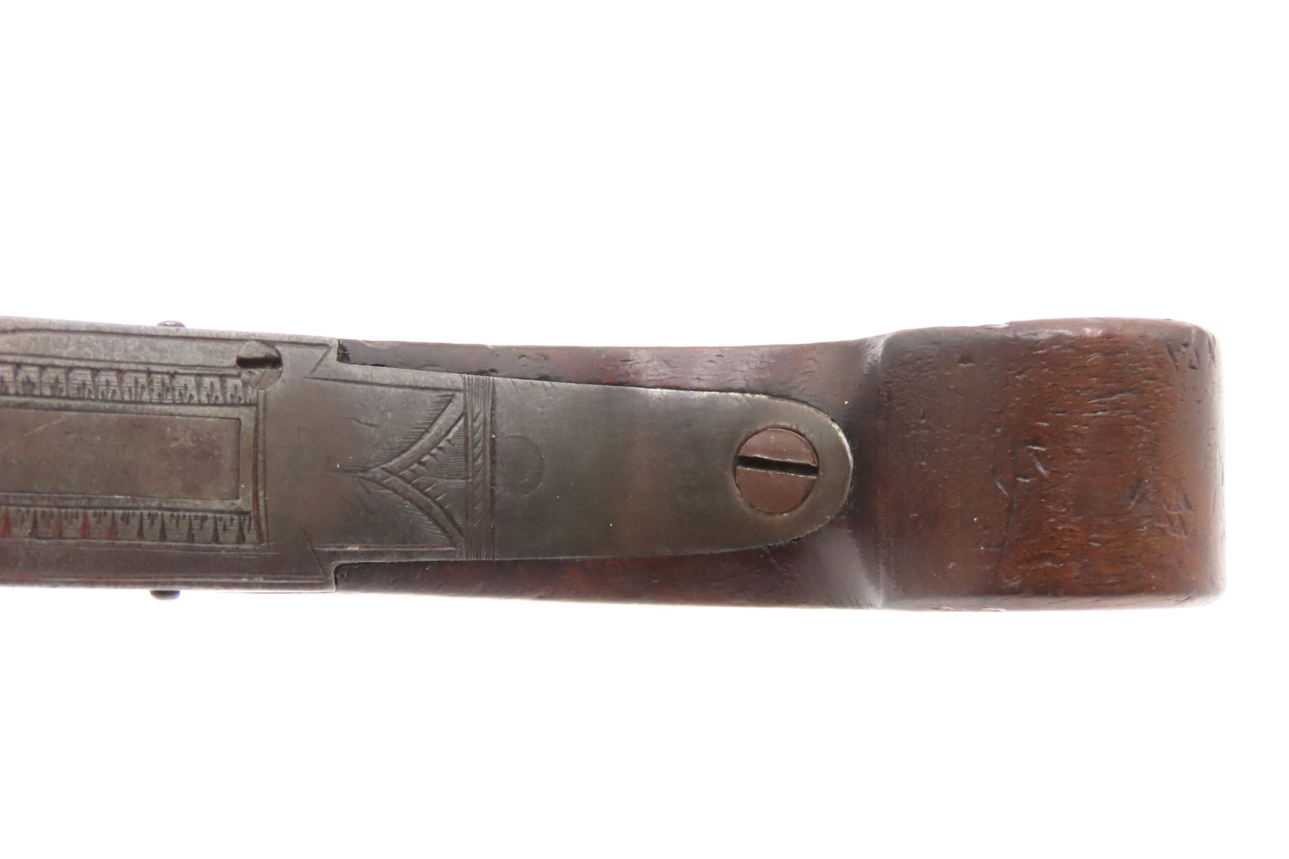 Engraved CASED BRACE of British BANNER Antique Boxlock FLINTLOCK Pistols With WOODEN CASE, TWO FLINTS, & PICK/SCREWDRIVER - Image 23